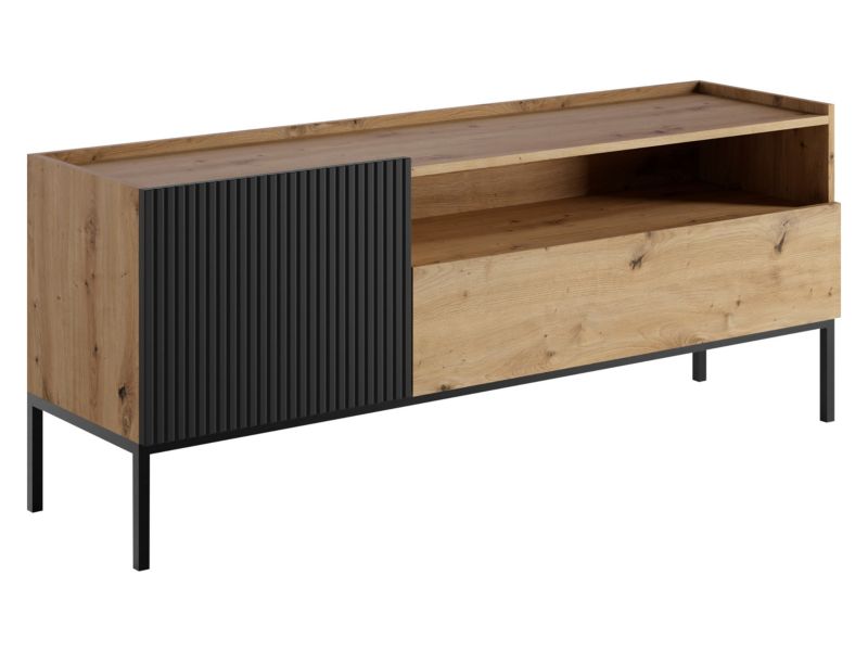Szafka RTV MIRJAN 24 nowoczesna Como 150 1D1SZ dąb artisan/czarny 1 szt.