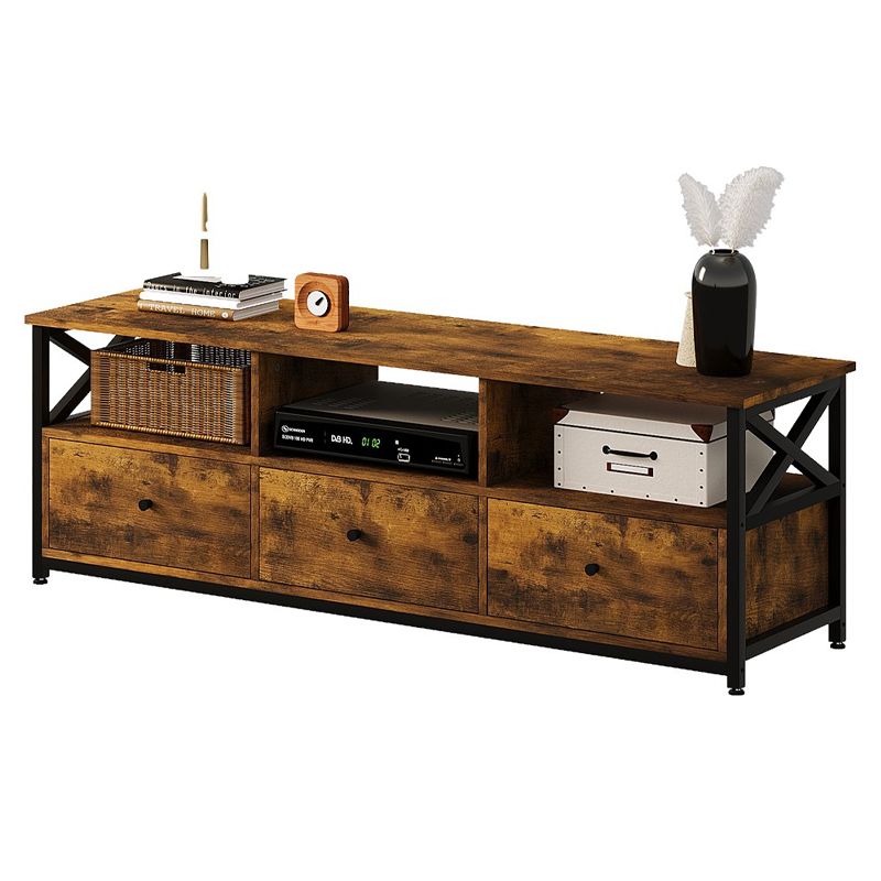 Szafka rtv pod telewizor Rebiko z szufladami vintage loft rustykalny brąz 143 cm 1 szt.