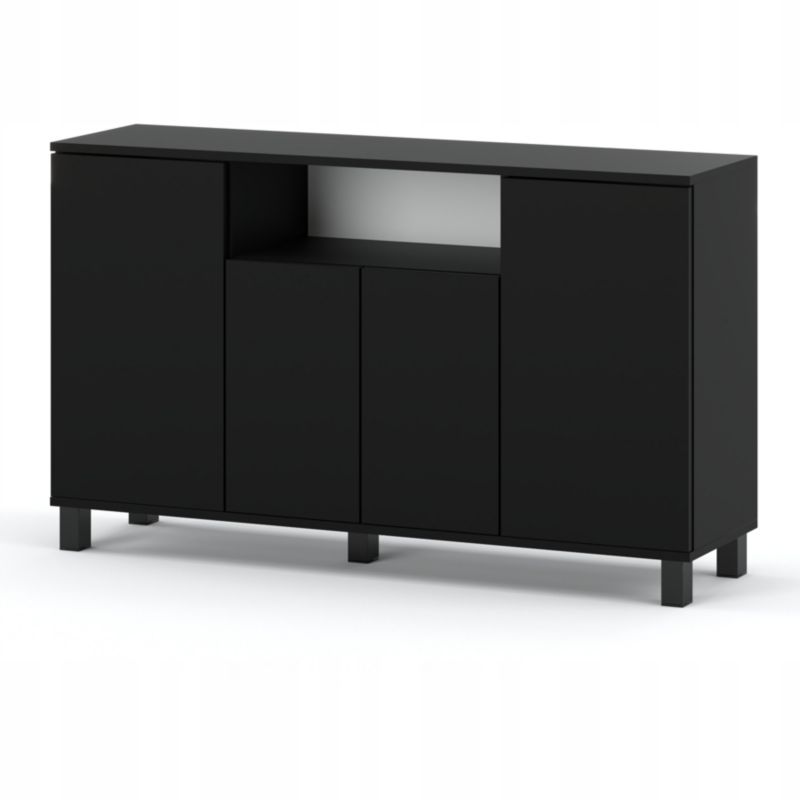 Duża Komoda 140 Cm Stiv-Meble Czarny Mat Szafka Rtv 140X35X80 CM 1Szt.
