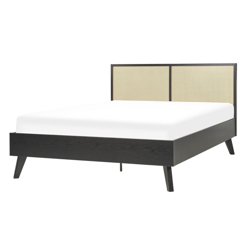 Łóżko Rattan Monpazier 140 x 200 cm Czarny 1 szt.