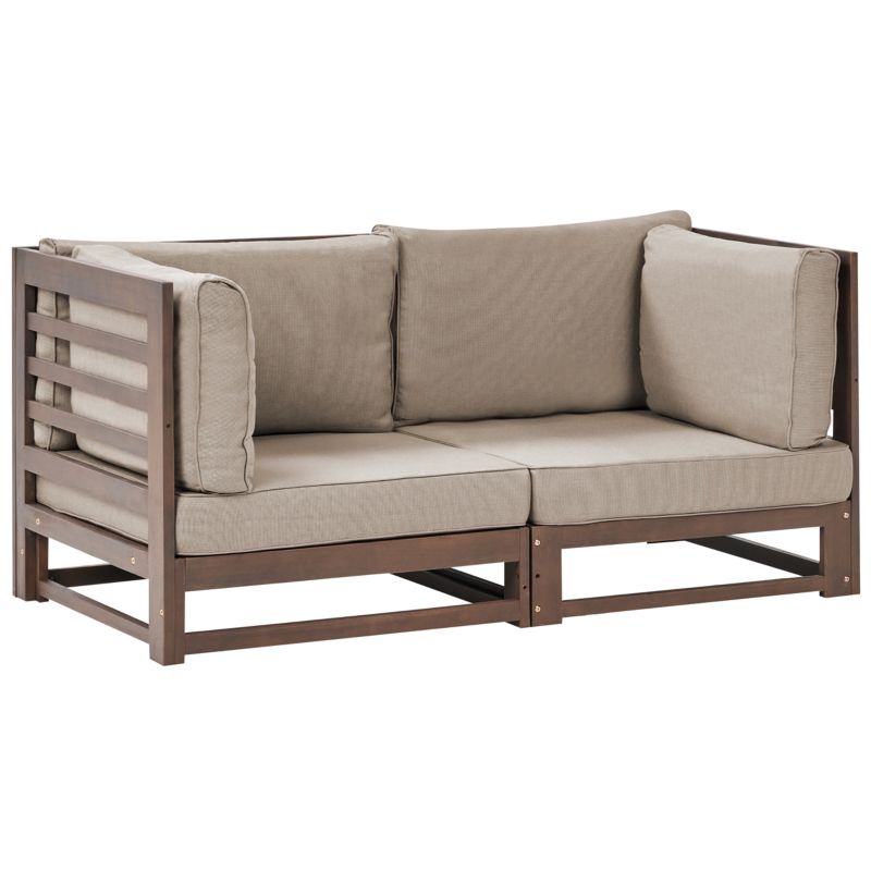 Sofa ogrodowa dla 2 osób Trani Modułowy Certyfikowane drewno akacjowe Ciemnobrązowy 1 szt.