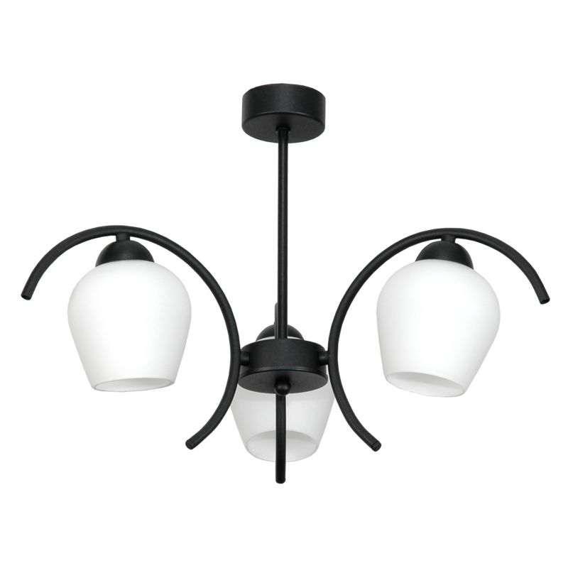 Lampa wisząca EDYLIT żyrandol z białymi kloszami czarna 3xE27 do salonu DANI 15-322 1 szt.