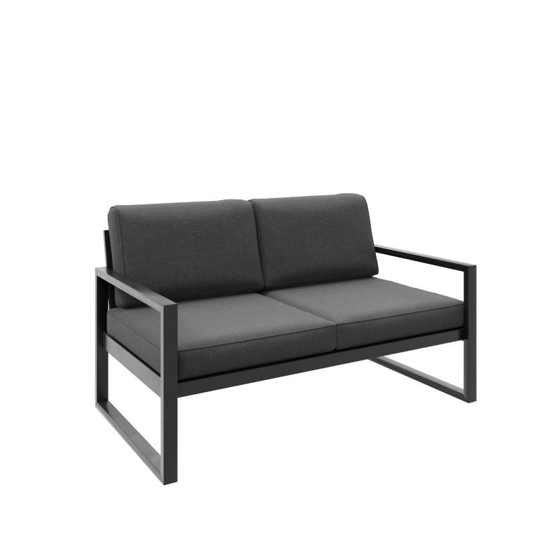 Sofa ogrodowa Bettso Alicante dwuosobowa na czarnych nogach szary 1szt.