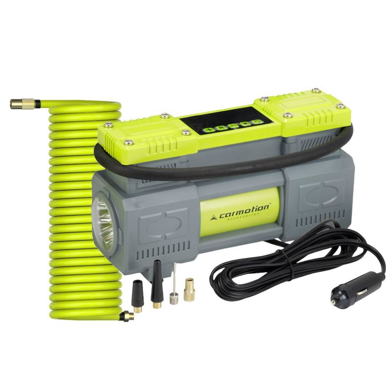 Kompresor powietrza dwutłokowy, Carmotion, 12V, 10 BAR, automatyczny, 4 adaptery, 1 szt.