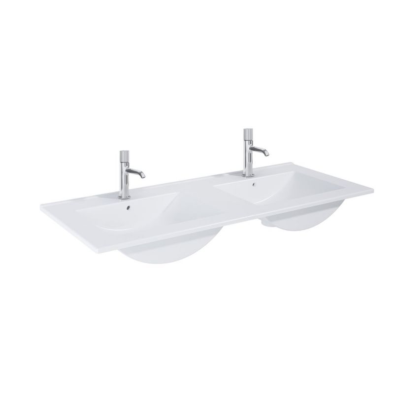 Umywalka meblowa Oltens Vernal 120x46 cm prostokątna biała, podwójna z przelewem i otworami, 1 szt.