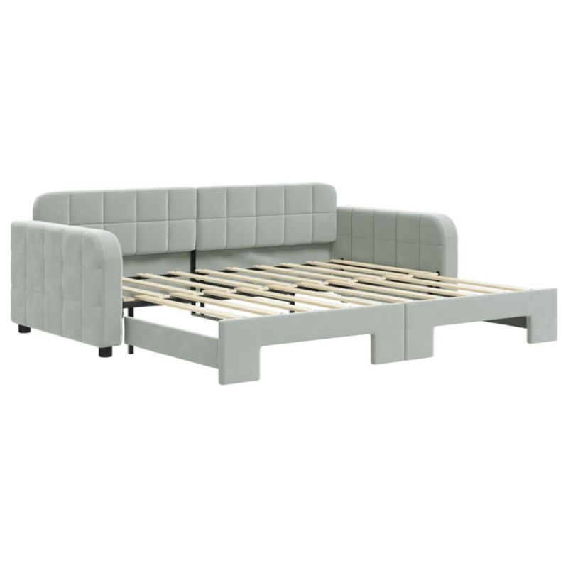 Sofa rozkładana WaszeMeble 90x190 cm Jasnoszary aksamit WM-3196942 1 szt.