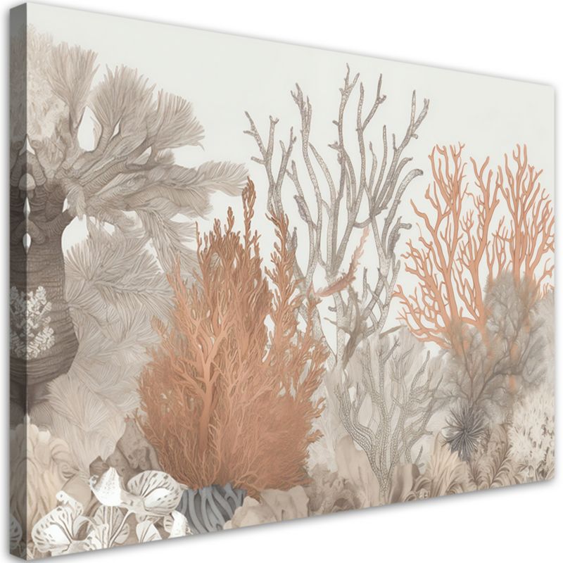 Obraz do salonu nowoczesny Feeby Beżowy Boho Rośliny Morskie 60x40cm 1szt