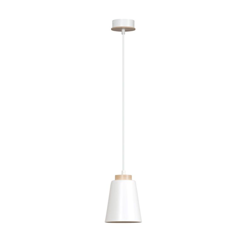 Lampa sufitowa Emibig Bolero biała jasne drewno wym: 100 x 14 x 14 cm 1xE27 x 15W 1 szt.