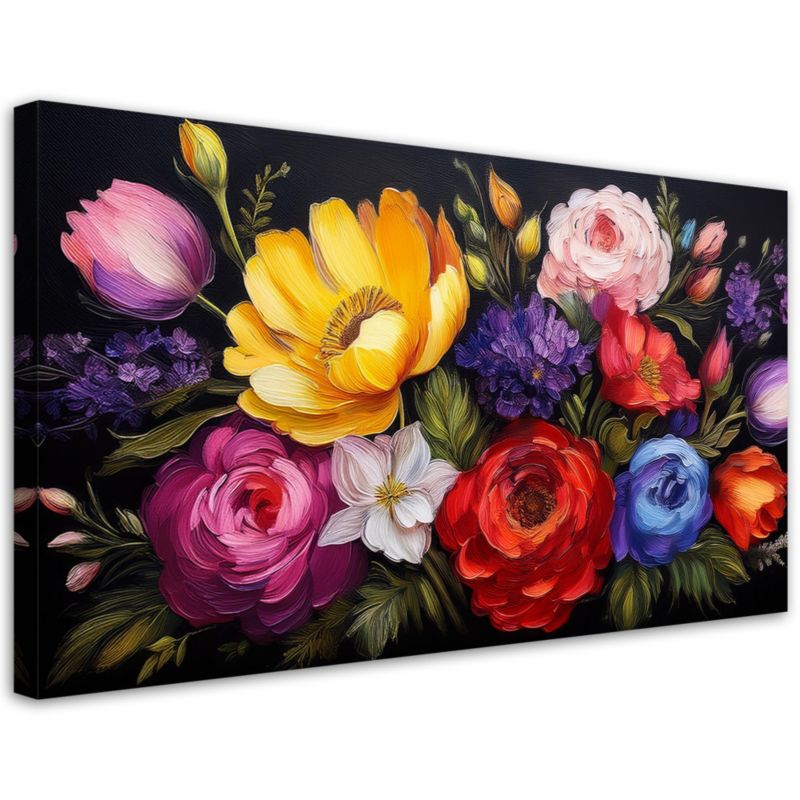 Obraz na płótnie Feeby Kwitnące Kolorowe Kwiaty Bukiet 100x50cm 1szt