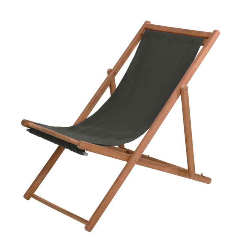 Leżak Progarden plażowy drewniany czarny 1 szt.