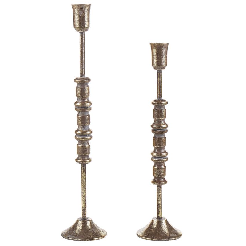 Zestaw 2 świeczników Salamina Metal 63/49 cm Złoty 1 par.