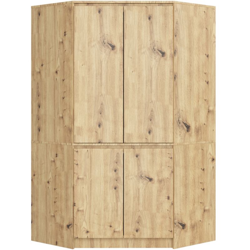 Szafa narożna Akord S100 Dąb Artisan 100 cm 4 drzwi fronty kolor Dąb Artisan mat 6 półek 100x50x180 cm 1 szt.