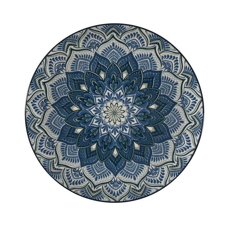 Talerze INDI HowHomely niebieskie ceramiczne okrągłe różne wymiary 12 szt.