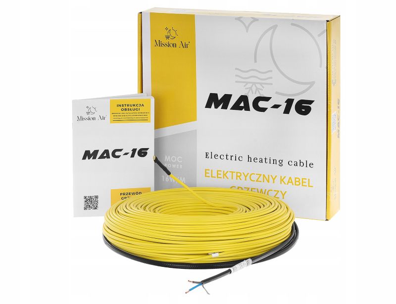 Przewód grzejny kabel grzewczy do ogrzewanie podłogowego Mission Air MAC-16W 68m 1 szt