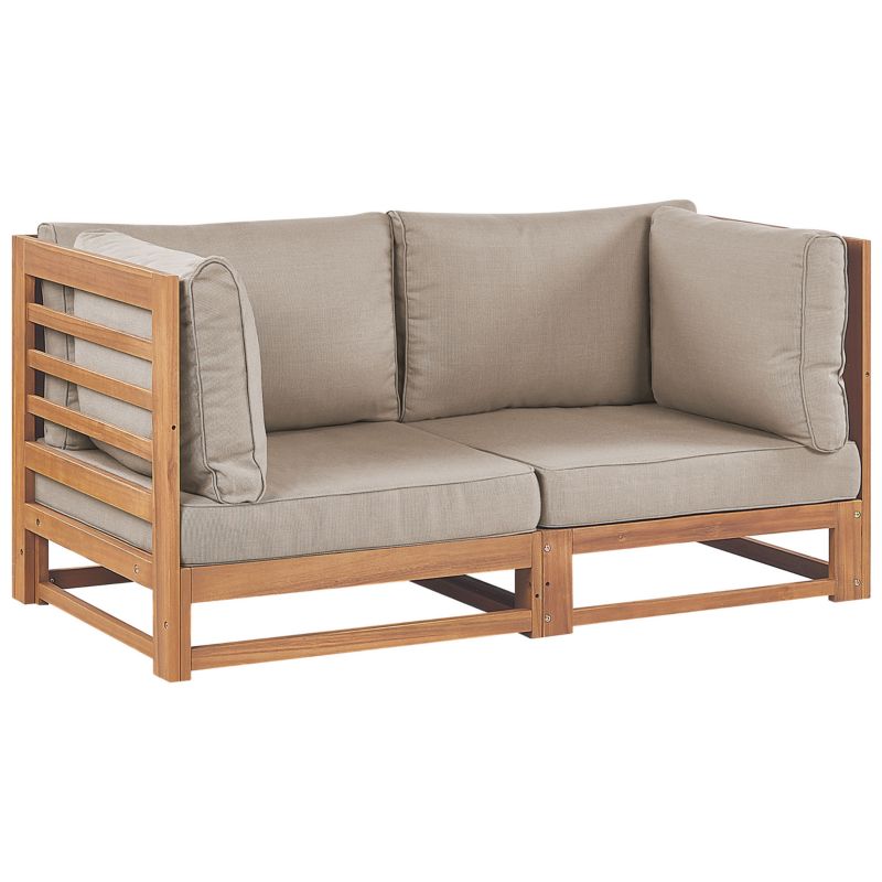 Sofa ogrodowa dla 2 osób Trani Modułowy Certyfikowane drewno akacjowe Jasnobrązowy 1 szt.