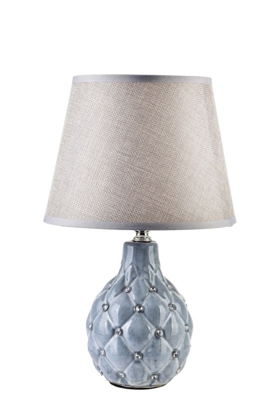 Lampa stołowa ceramiczna Mondex LETI PEARL 10,5x10,5x30 cm nieb/beż 1 szt