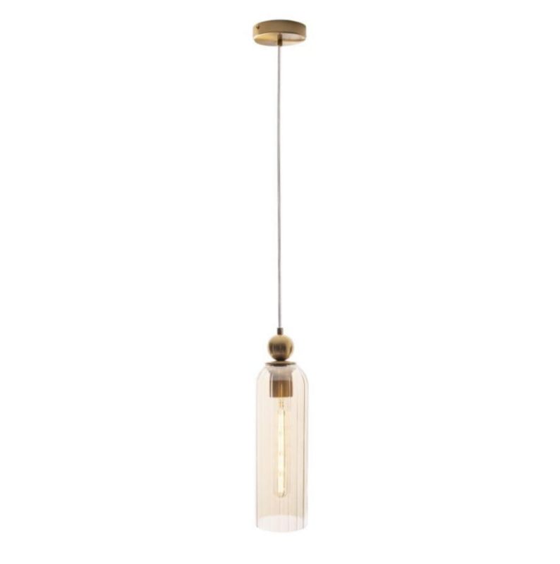 Lampa wisząca Maxlight Campanila mosiężno-bursztynowa dekoracyjna 1xE27 x 40W 1 szt.