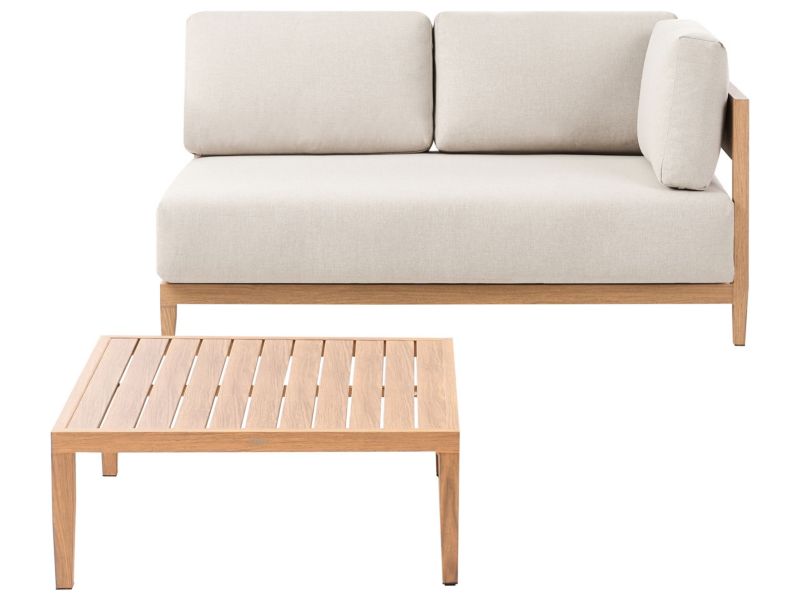 Sofa ogrodowa ze stolikiem dla 2 osób Sampieri Metal Jasnobrązowy 1 szt.