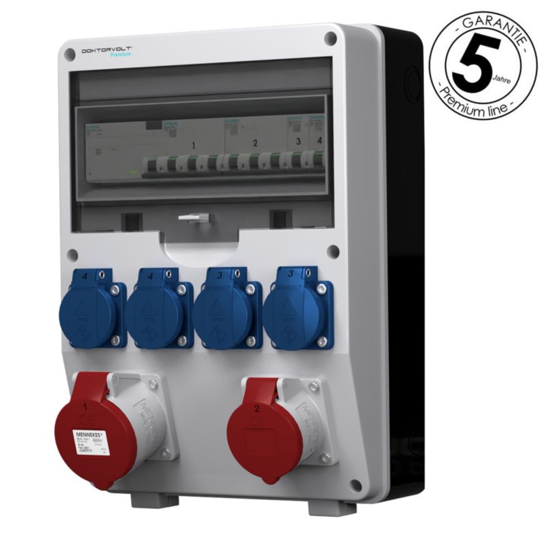 Rozdzielnica budowlana zabezpieczenia Siemens pTD-S/FI 32A 16A 4x230V gniazda Mennekes Schuko Doktorvolt 4869
