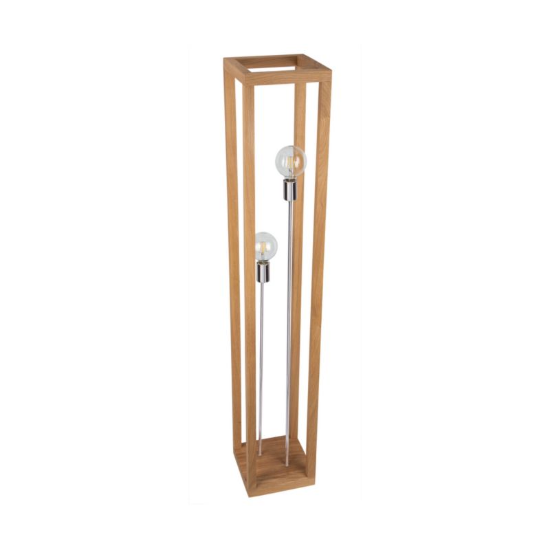 Drewniana Lampa Podłogowa SPOT Light 2xE27 Max.60W Dąb Olejowany FSC z Dodatkiem Chromu, Polski Producent, 1 szt.