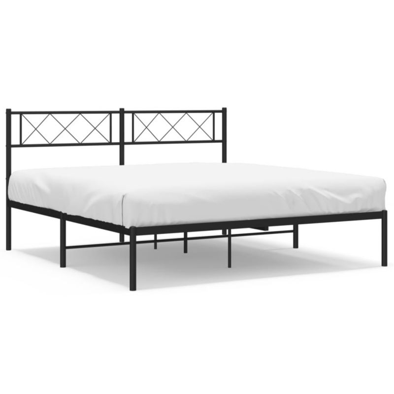 Łóżko metalowe WaszeMeble 140x190 cm z wezgłowiem czarne 1 szt.