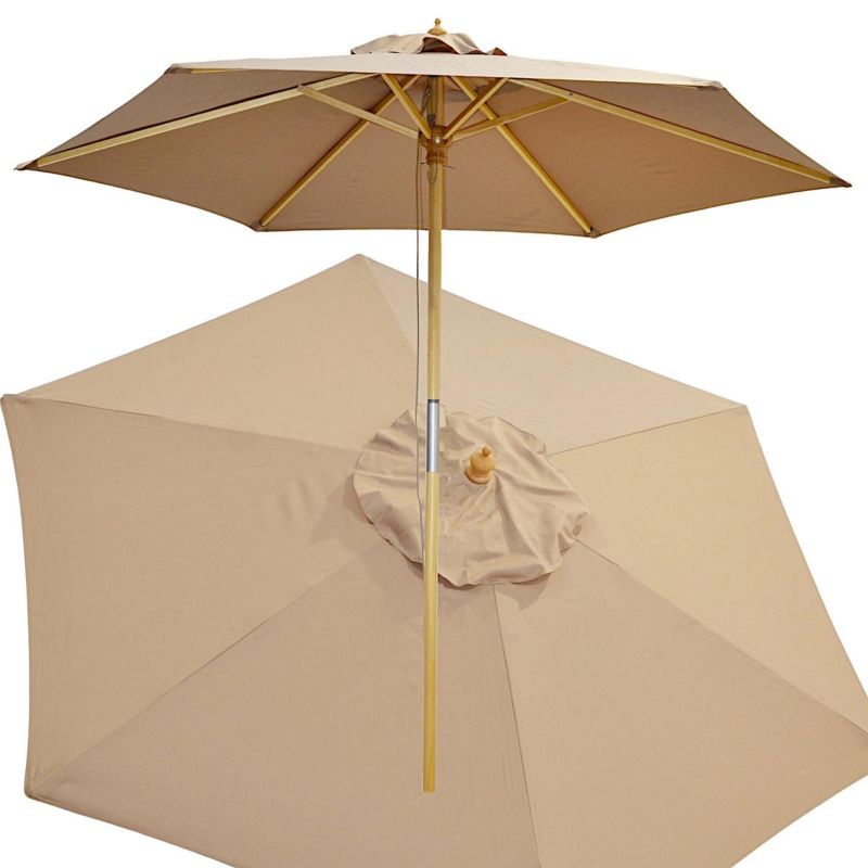 Parasol Progarden ogrodowy drewniany 250cm składany piaskowy 1 szt.
