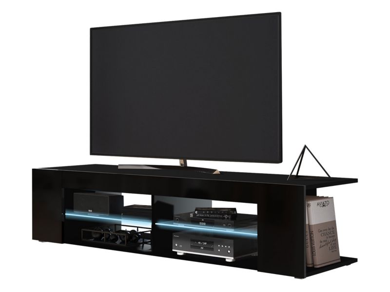 Szafka RTV MIRJAN 24 Smart 140 czarny + czarny połysk 1 szt.
