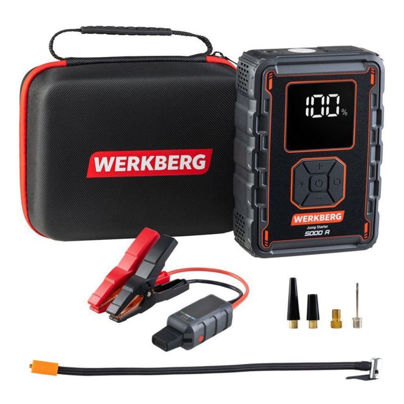 Booster WERKBERG Jump Starter Powerbank 2500A/5000A 32000mAh kompresor czarny 1szt.