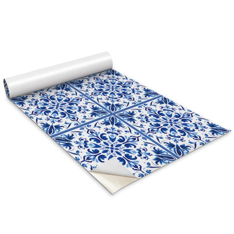 Okleina Na Szafki Kuchenne Wallfluent 100x50 cm Błękitny ornament Okleina Do Mebli DIY 1 rol.