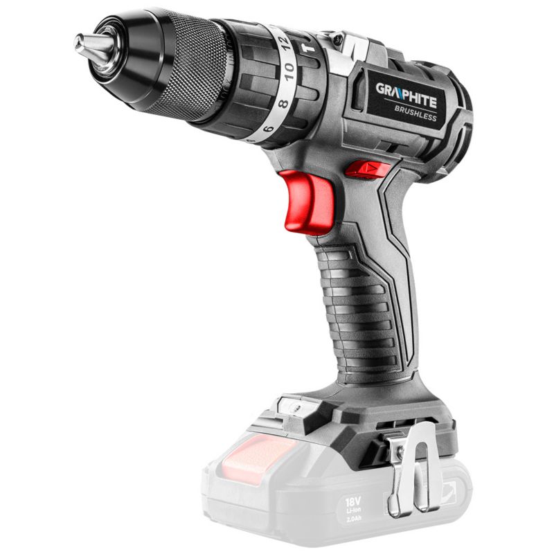Wiertarko-wkrętarka akumulatorowa GRAPHITE bezszczotkowa z udarem Energy+ 18V, Li-Ion, 13 mm, bez akumulatora 1 szt