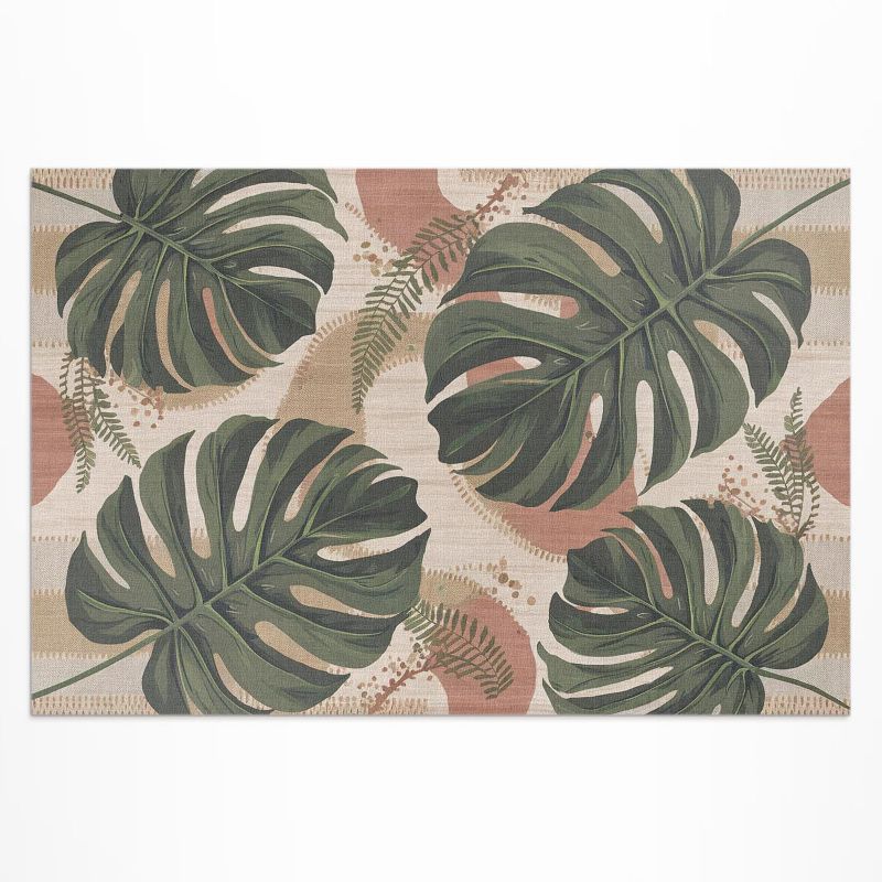 Dywan Winylowy Zewnętrzny Wallfluent 100x150 cm Kompozycja liści monstery i paproci vintage 1 szt.