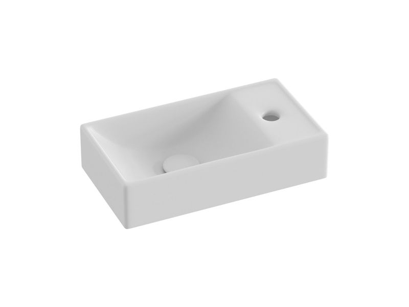 Prostokątna umywalka ceramiczna Ravak Veda 400 Slim Wall P biała 1szt