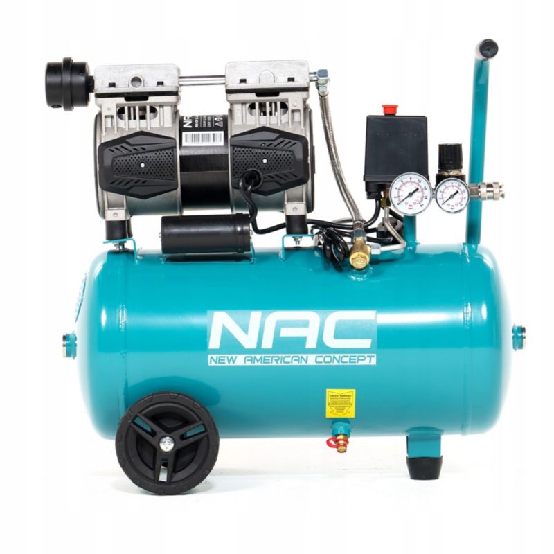 Kompresor bezolejowy NAC 24 l bezolejowy cichy 550 W 8 bar 107 l/min 230 V 1 szt.