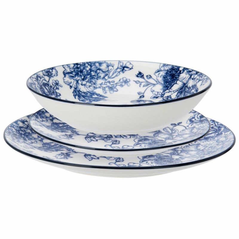 Serwis obiadowy Blue Heritage HowHomely porcelana kwiatowy 27 cm 1 kpl.