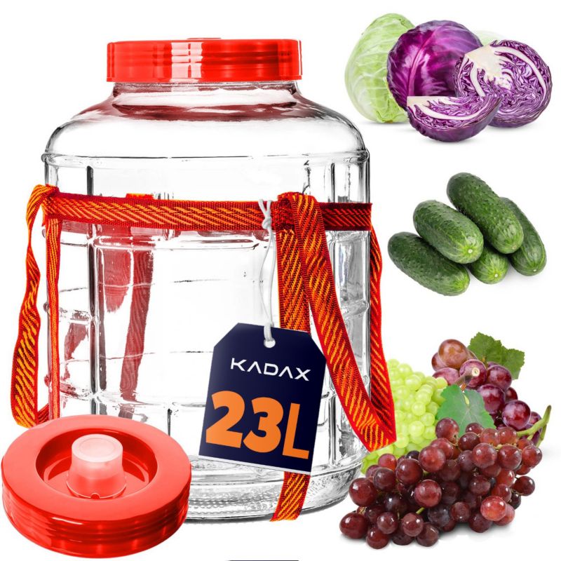 Słój KADAX z szelkami 23L do wina i kiszonek szklany 1 szt.