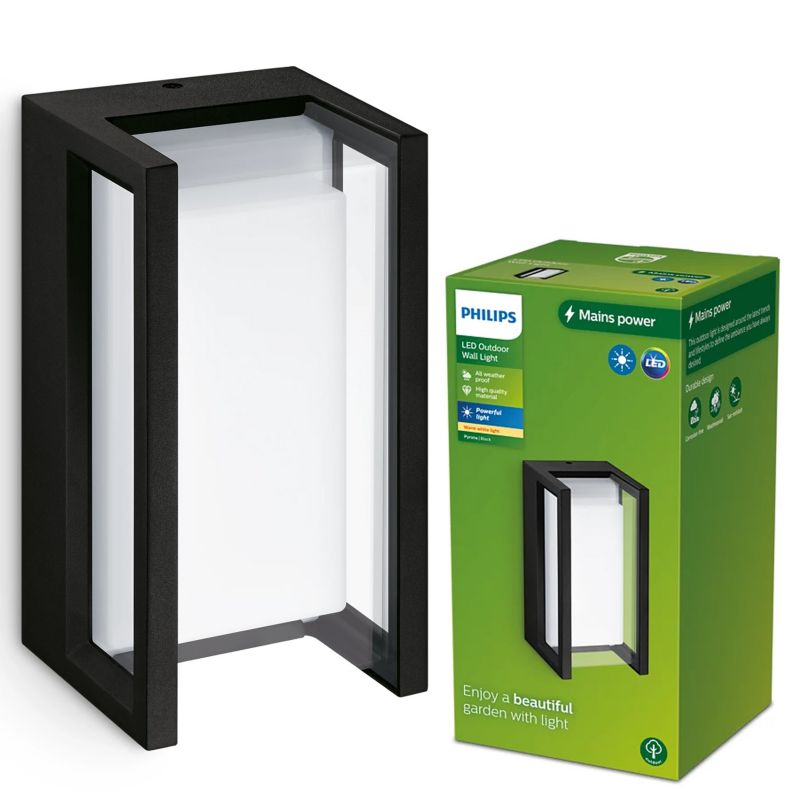 Kinkiet zewnętrzny Philips elewacyjny LED Pyrona 12W 2700K 1500lm IP44 czarny 1 szt.