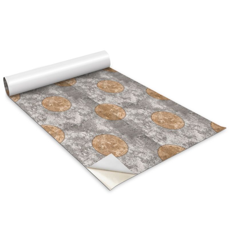 Okleina Na Szafki Kuchenne Wallfluent 100x50 cm Koła na betonowych płytkach Okleina Do Mebli DIY 1 rol.