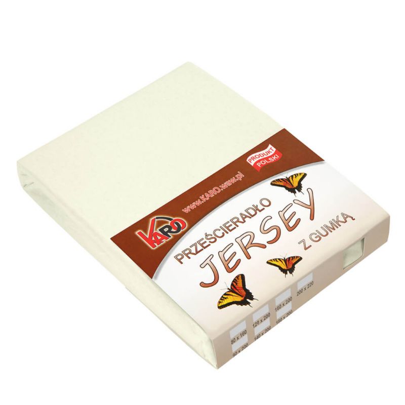 Prześcieradło jersey z gumką KARO 200x220 ecru 1 szt.