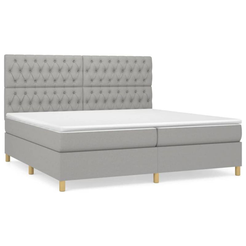 Łóżko z materacem WaszeMeble 200x220 cm Jasnoszary tkanina WM-3142601 1 szt.