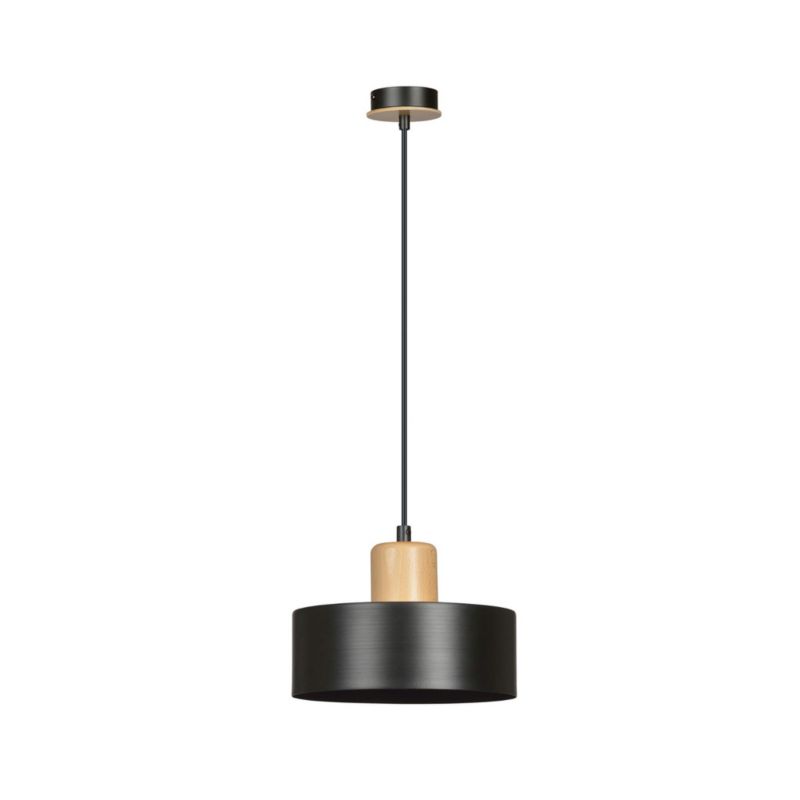 Lampa wisząca Emibig Torin czarna-jasne drewno wym: 100 x 25 x 25 cm 1xE27 x 15W 1 szt.