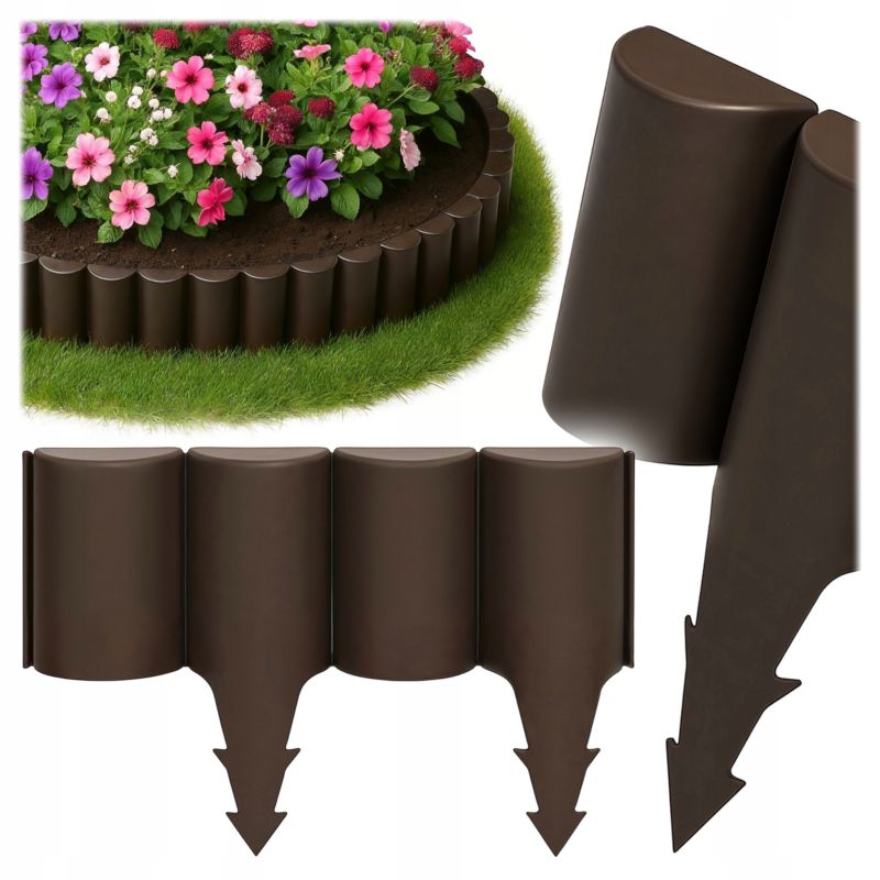 Palisada ogrodowa Ogrodowy Młyn plastikowa 240cm obrzeże ogrodowe płotek uv brąz 1 szt.