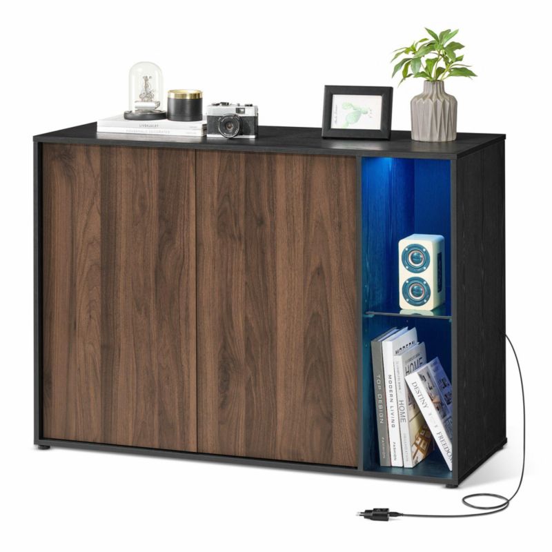 Szafka RTV Vasagle LED RGB Songmics brąz 100x39x71 cm 1 szt.