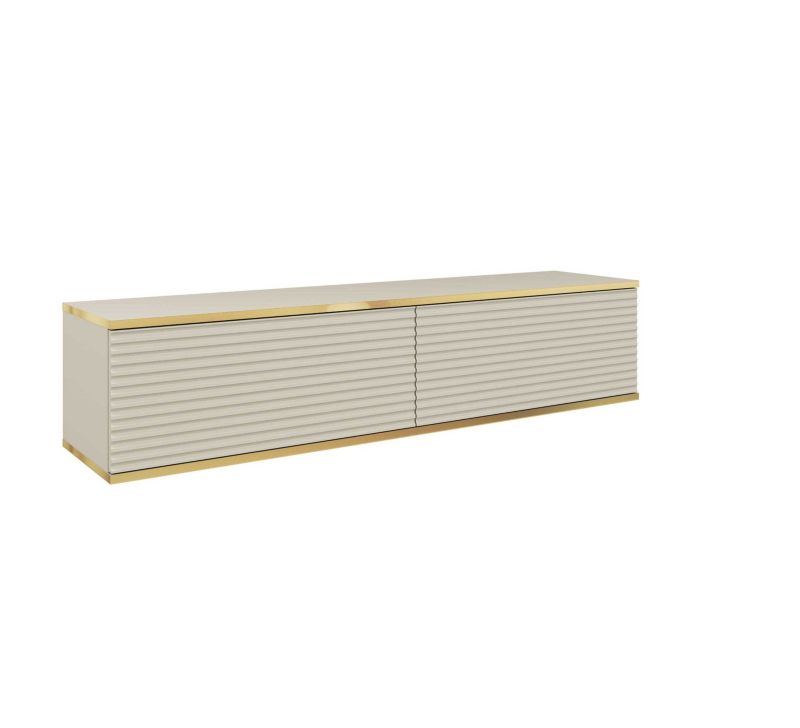 Szafka RTV MINIO go for it ORINO MDF 135 cm beżowa ze złotymi detalam ,1 szt.