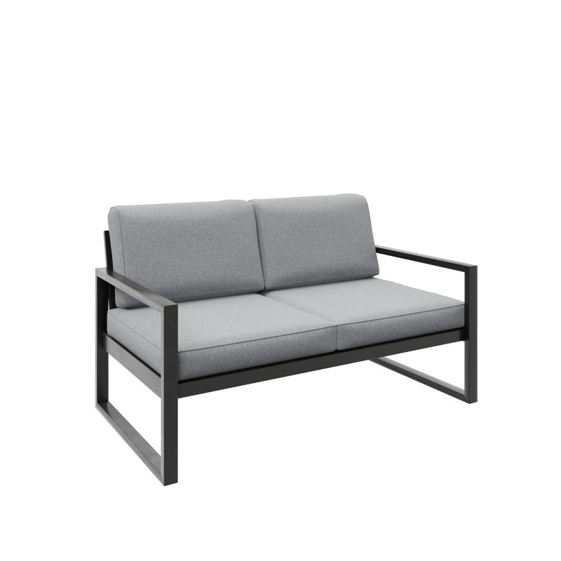 Sofa ogrodowa Bettso Alicante dwuosobowa na czarnych nogach jasnoszary 1szt.