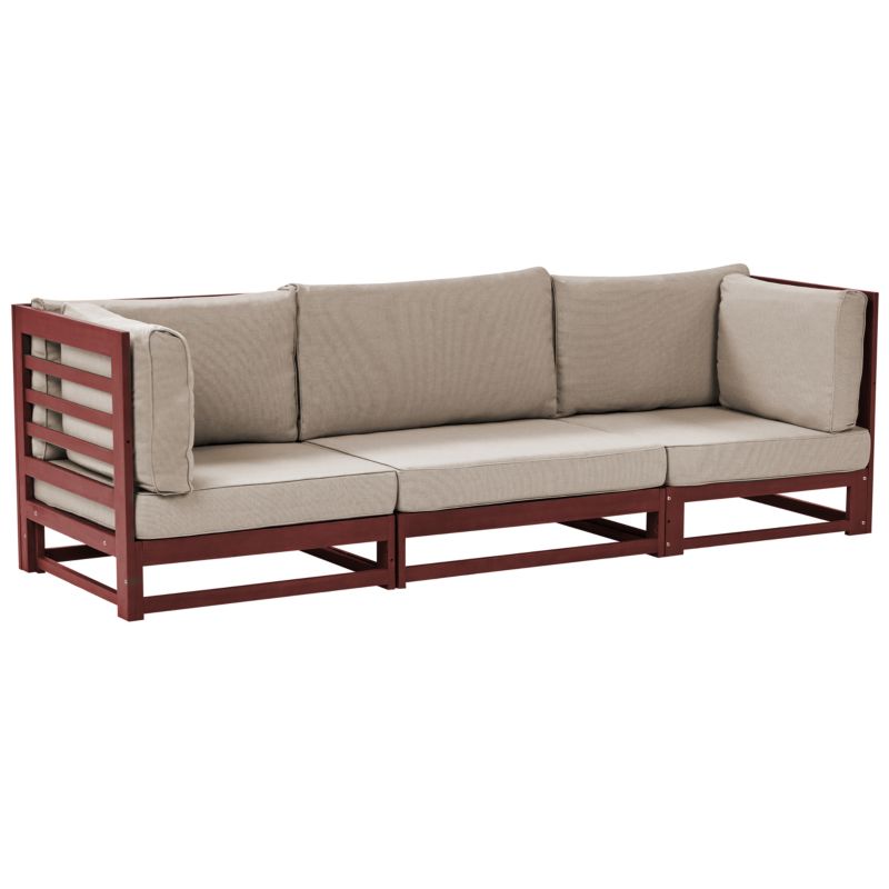 Sofa ogrodowa dla 3 osób Trani Modułowy Drewno akacjowe Bordowy 1 szt.