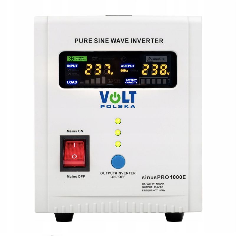 Przetwornica UPS Volt Polska 12V 230V 1000W Awaryjne Zasilanie Pieca CO SINUSPRO-1000E 1szt.