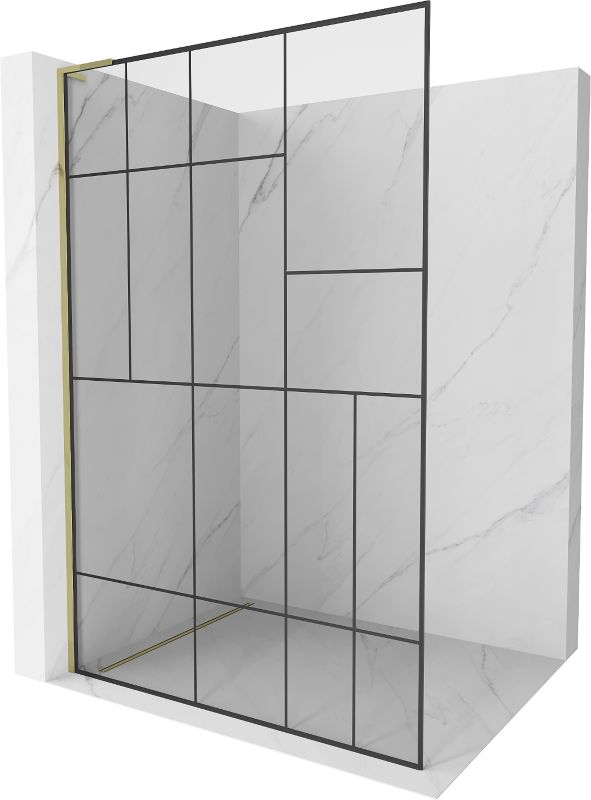 Ścianka prysznicowa Walk-in Mexen Kioto czarny wzór/złoty 110x200 cm 800-110-103-50-78 1 szt.