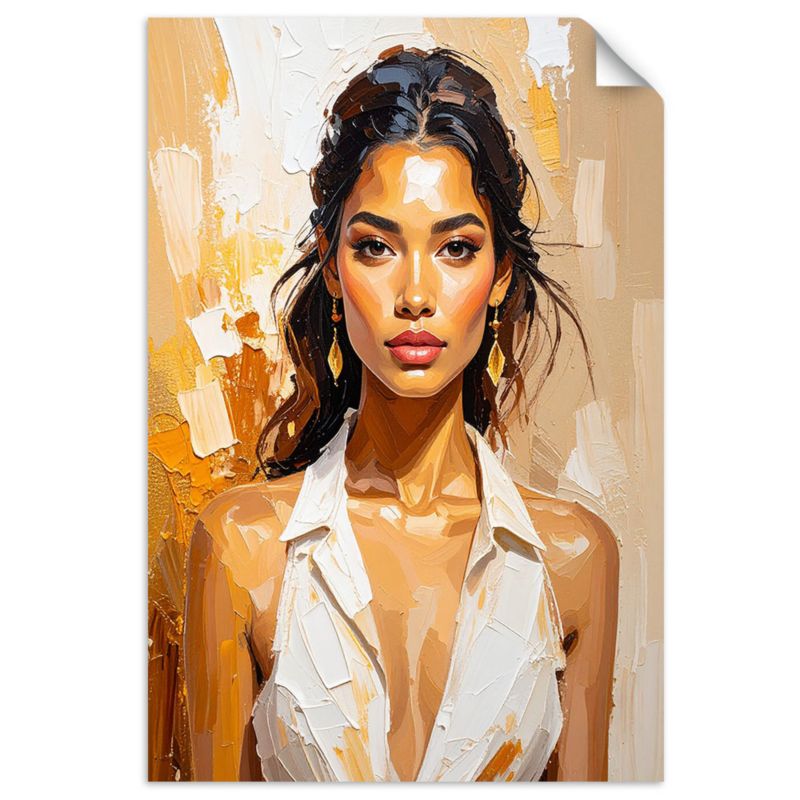 Naklejki samoprzylepne do salonu sypialni Feeby Portret Kobiety Glamour w beżu 40x60cm 1szt