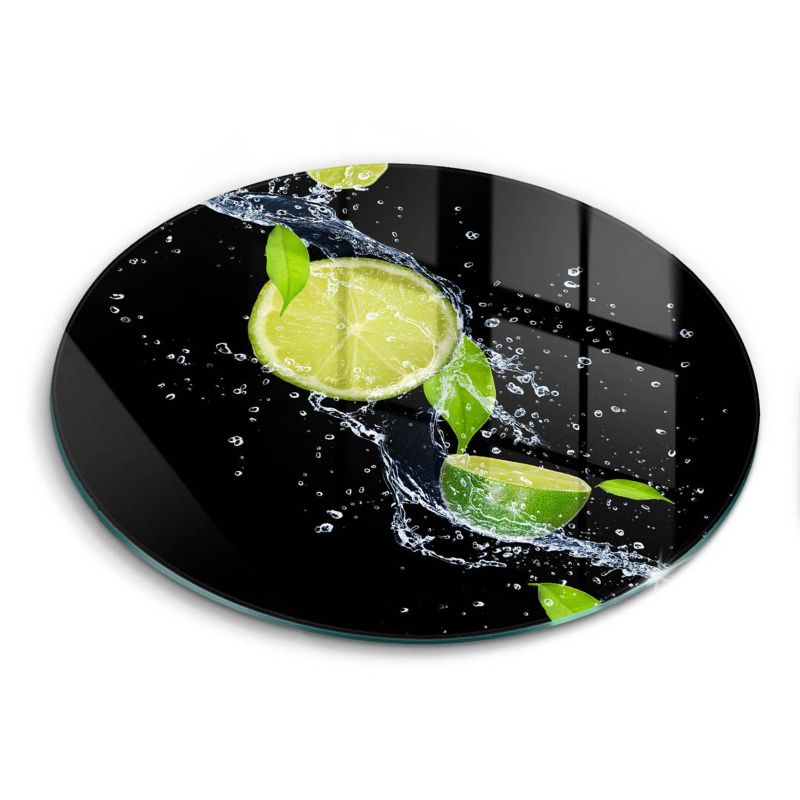 Okrągła szklana deska do krojenia Wallfluent fi40 cm Soczyste limonki w wodzie 1 szt.
