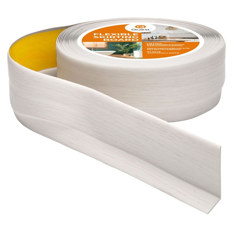 Listwa przypodłogowa PCV 50x20 mm QUEST, samoprzylepna elastyczna, miękka listwa podłogowa, cokołowa - 15m, brzoza, 1 szt.